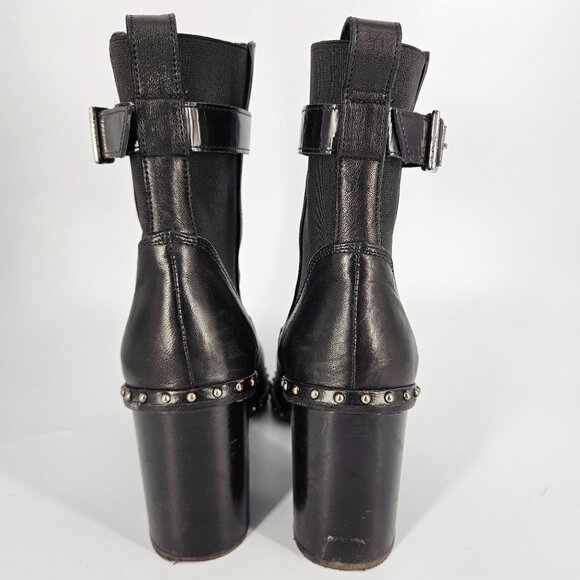 Rag Bone Ankle Booty Boots Women 36.5 US 6.5 Black Leather Stud Stretch Heel - Picture 4 of 12